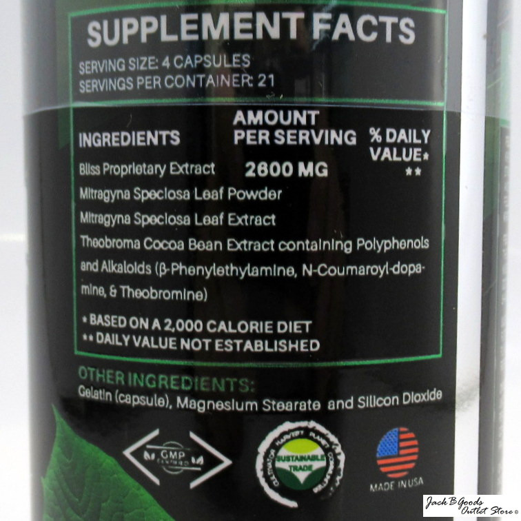 Bliss Xtra Maeng Da Kratom - The Natural Way to Feel Good Fast (84 Capsules)