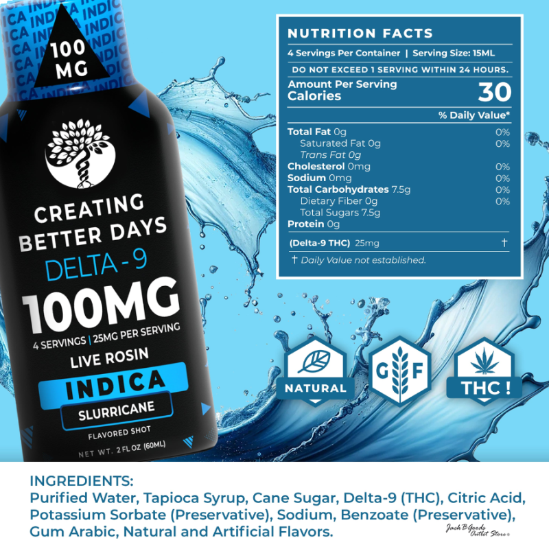Creating Better Days THC Shots High Potency Slurricane Flavor 100mg (1ea)