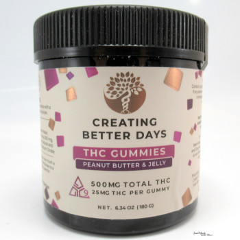 Creating Better Days 25mg Delta 9 Gummies - Peanut and Jelly Flavor (30ea)
