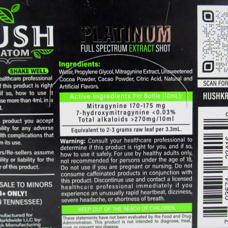 Hush Platinum Full Spectrum Extract Kratom Shot 10ml (12)