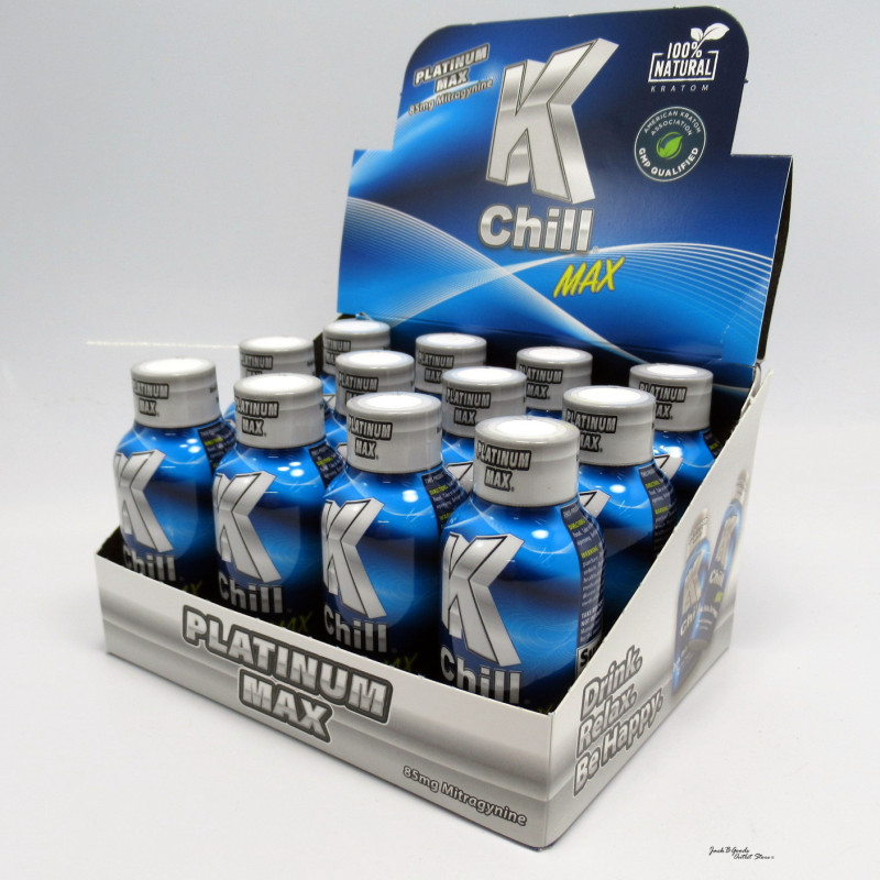 K-Chill - 2oz Platinum MAX Kratom Shot - Drink ~ Relax ~ Be Happy (12ea)