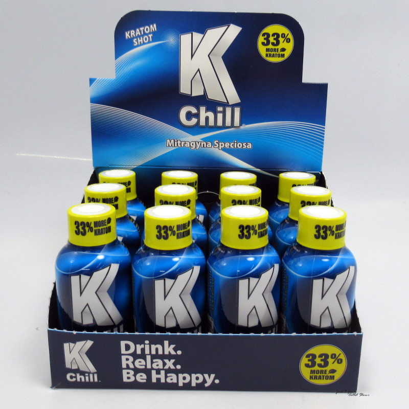 K-Chill - 2oz Kratom Shot 33% More Kratom - Drink ~ Relax ~ Be Happy (12ea)