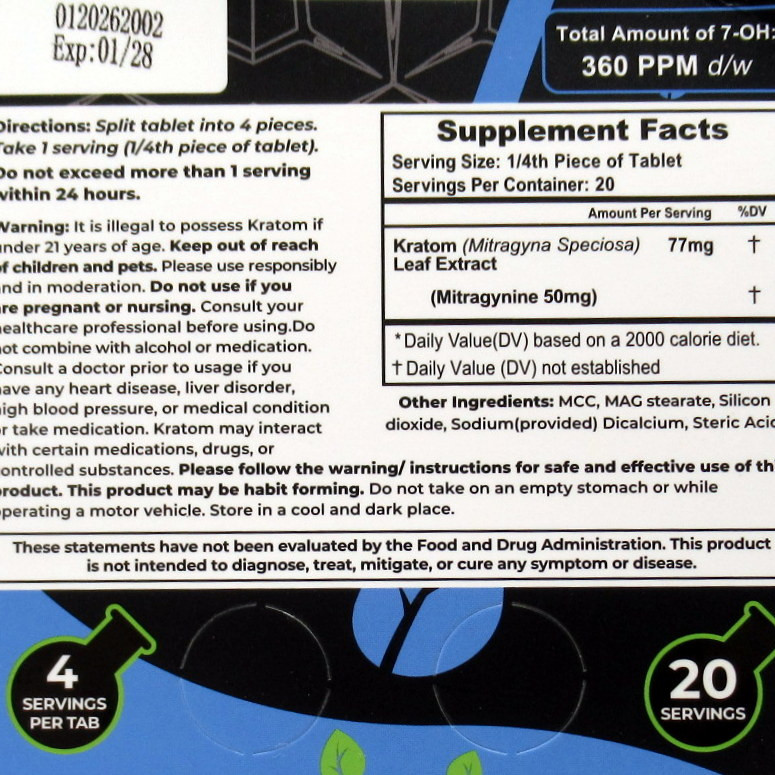 K Plex Premium Kratom Extract Tables 200mg MIT Blue Razz Flavor) 5ct