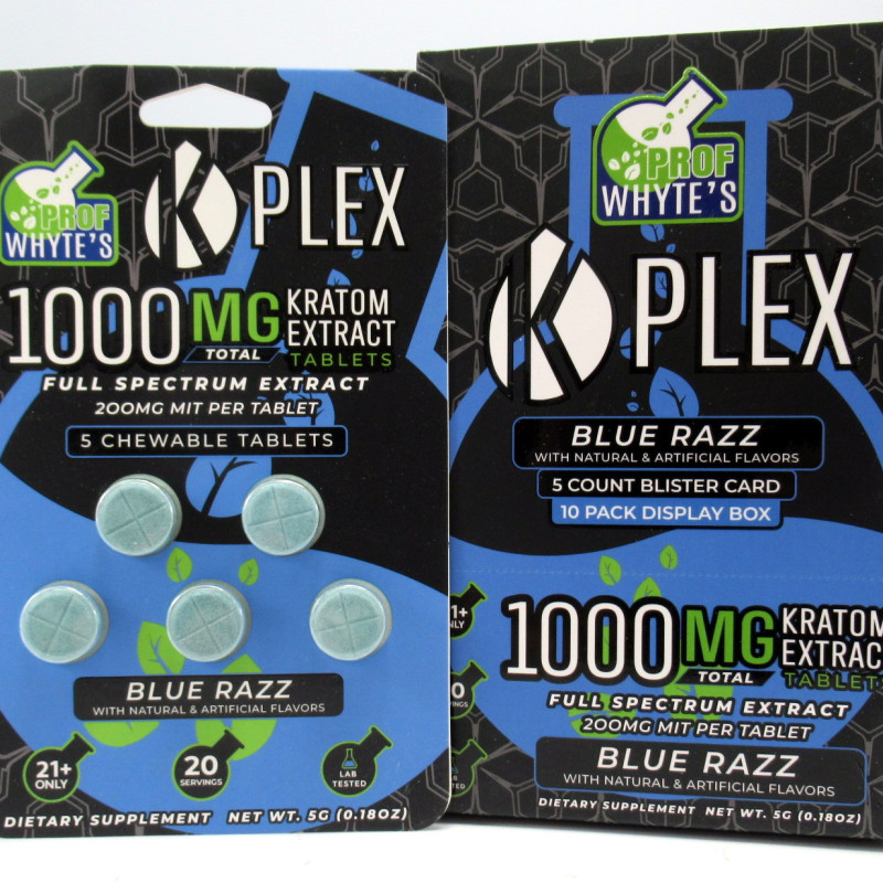 K Plex Premium Kratom Extract Tables 200mg MIT Blue Razz Flavor) 5ct