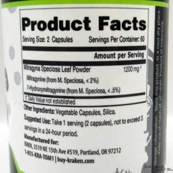 Kraken Kratom OG Bali Capsules 120ct Bottle