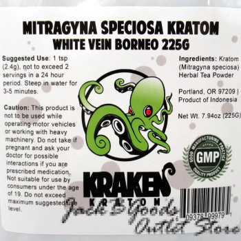 Kraken Kratom White Vein Borneo Kratom Powder 225gm(8oz)
