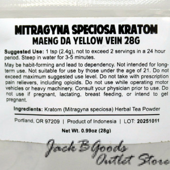 Kraken Kratom Yellow Vein Maeng Da Kratom Powder 28gm(1oz)