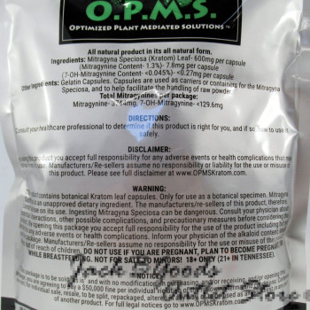 OPMS Silver Green Vein Maeng Da Kratom Capsules 480ct