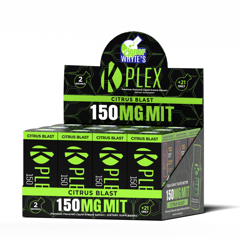 K Plex Premium Liquid Kratom Extract Shots - Citrus Blast Flavor 150MG (12)