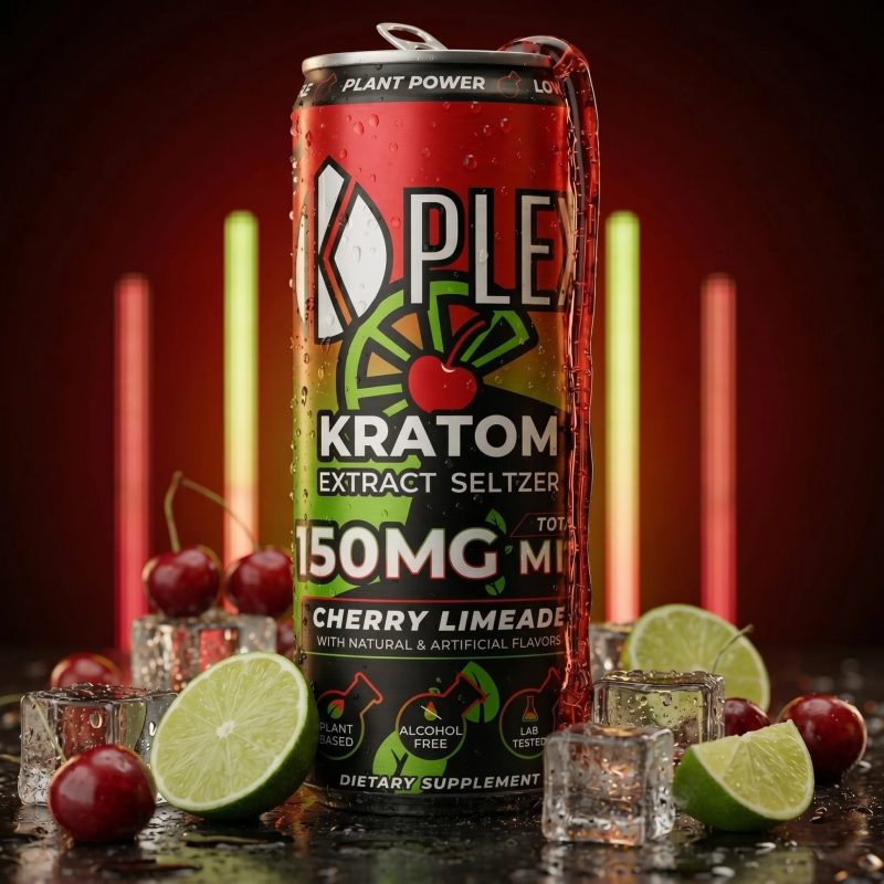 K Plex Cherry Limeade Kratom Seltzer 150MG 12oz (1)