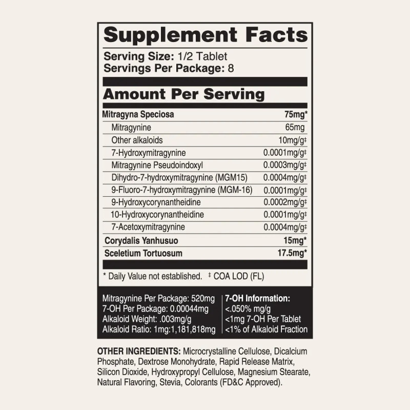 Acend Kratom Tablets: High MIT Formula  200mg by Real Botanicals 4ct