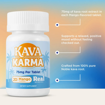 Kava Karma - Good vibes ~ Good Karma - 75mg by Real Botanicals 20ct