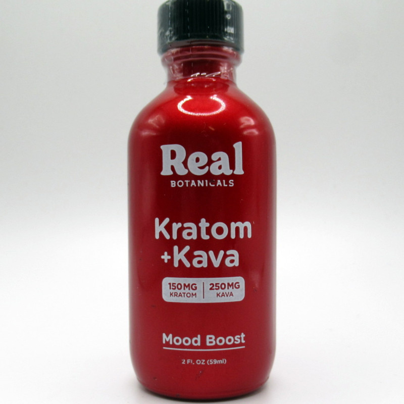 Real Botanicals Kratom (150mg) + Kava (250mg) Mood Boost Shot 2oz (12)