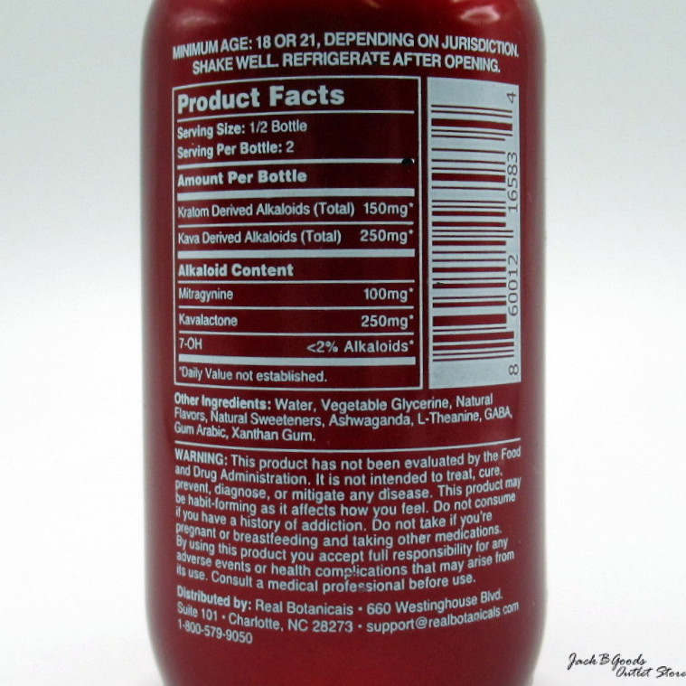 Real Botanicals Kratom (150mg) + Kava (250mg) Mood Boost Shot 2oz (12)