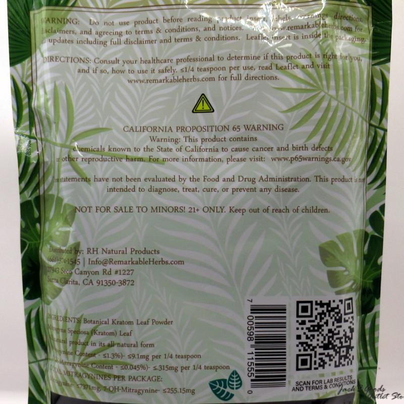 Remarkable Herbs Green Vein Maeng Da Kratom All Natural Powder (20oz)