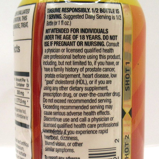 Rhino Rush Energy Ephedra Powered Double Shot - Just Peachy Flavor - 2oz (12)