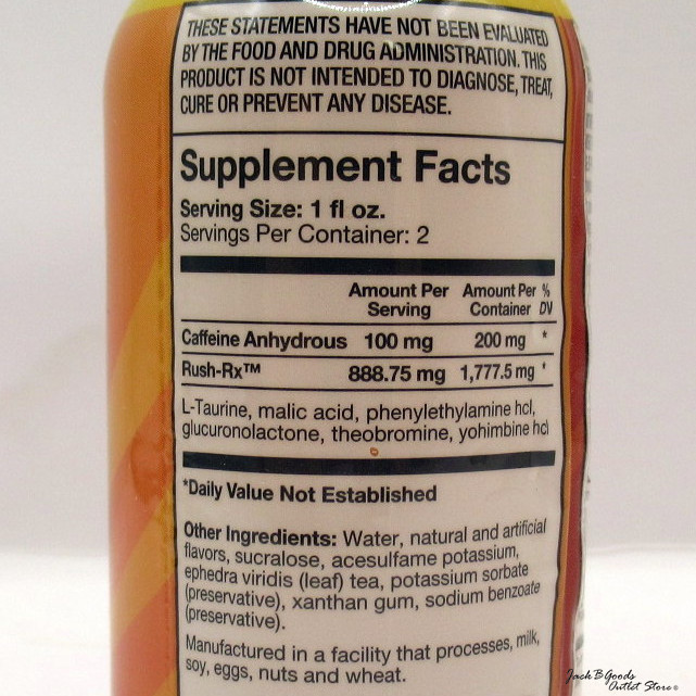 Rhino Rush Energy Ephedra Powered Double Shot - Just Peachy Flavor - 2oz (12)