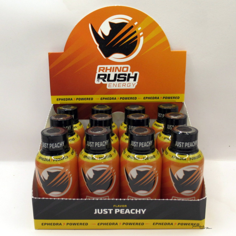 Rhino Rush Energy Ephedra Powered Double Shot - Just Peachy Flavor - 2oz (12)