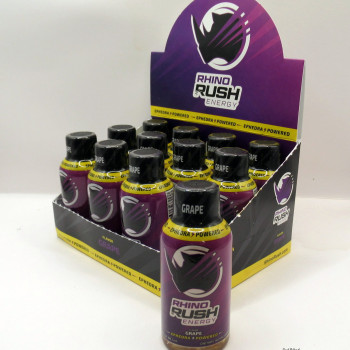 Rhino Rush Energy Ephedra Powered Double Shot - Grape Flavor - 2oz (12)