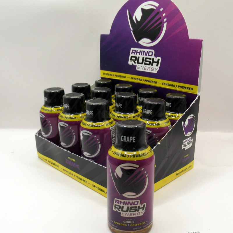 Rhino Rush Energy Ephedra Powered Double Shot - Grape Flavor - 2oz (1)(Samples)