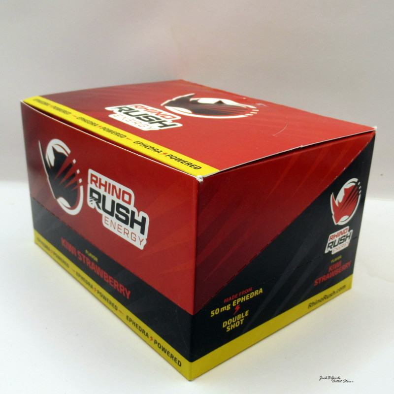 Rhino Rush Energy Ephedra Powered Double Shot - Kiwi Strawberry Flavor - 2oz (12)