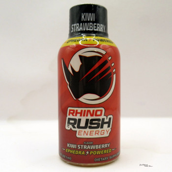 Rhino Rush Energy Ephedra Powered Double Shot - Kiwi Strawberry Flavor - 2oz (1)(Samples)