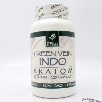 Whole Herbs Green Vein Indo All Natural Organic Kratom Capsules (120ea)