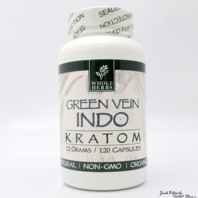 Whole Herbs Green Vein Indo All Natural Organic Kratom Capsules (120ea)