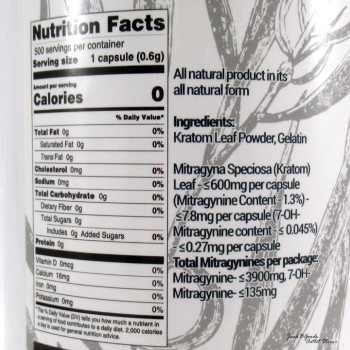 Whole Herbs Premium Green Vein Maeng Da Kratom All Natural Organic Capsules (500ea)