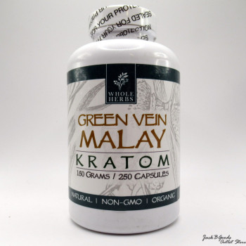 Whole Herbs Premium Green Vein Malay Kratom All Natural Organic Capsules (250ea)