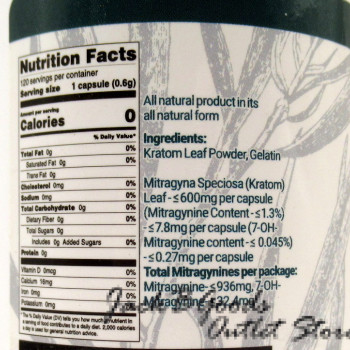Whole Herbs Green Vein Maeng Da All Natural Organic Capsules (120ea)