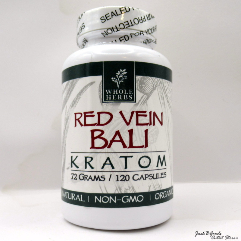 Whole Herbs Red Vein Bali All Natural Organic Kratom Capsules (120ea)