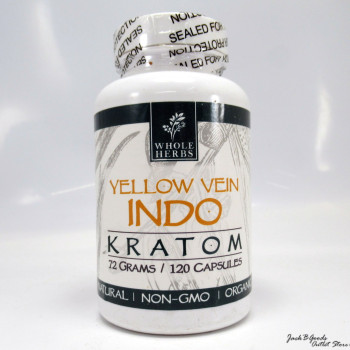 Whole Herbs Premium Yellow Indo Kratom All Natural Organic Capsules (120ea)