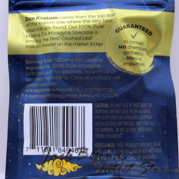 Zen Kratom Ultra Premium Crushed Leaf Kratom 1000mg Capsules 10pk