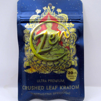 Zen Kratom Ultra Premium Crushed Leaf Kratom 1000mg Capsules 20pk