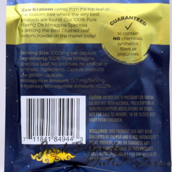 Zen Kratom Ultra Premium Crushed Leaf Kratom 1000mg Capsules 40pk