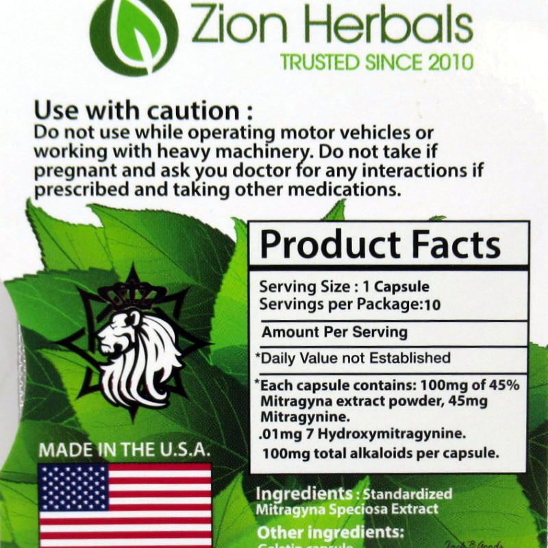 Zion Herbals Gold Reserve Kratom Extract Capsules (10ea)