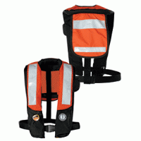 Mustang Deluxe Auto Inflatable PFD w/SOLAS Reflective Tape - Orange/Black