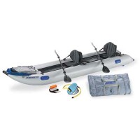 Sea Eagle 435PS 14ft Inflatable Catamaran Kayak Pro Package Includes Tall Back Seats Oars and Air Pump