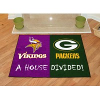 NFL - Minnesota Vikings - Green Bay Packers All-Star House Divided Rug