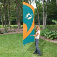 TTMD Dolphins Tall Team Flag with pole