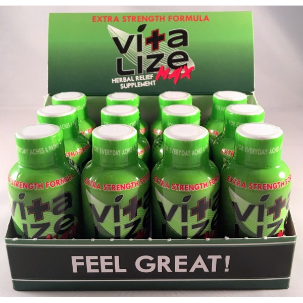 VitalizeMAX - Herbal Relief Supplement - Extra Strength - Enhance Your Mood - Soothe Aches & Pains (12) 