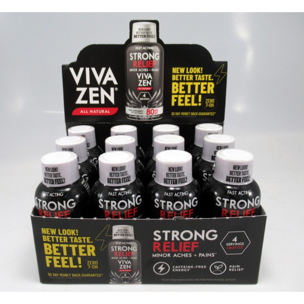 Vivazen Strong Relief 2X - Feel Good Relief for Minor Aches + Pains All Natural Relief for Muscles & Body(12) Newest 2X Formula