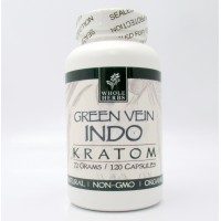 Whole Herbs - Green Vein INDO Kratom Capsules - Natural | Non-GMO | Organic (120ea)