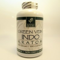 Whole Herbs - Green Vein INDO Kratom Capsules - Natural | Non-GMO | Organic (500ea)