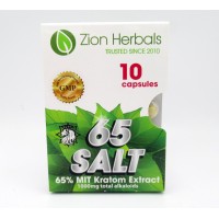 Zion Herbals 65 Salt - 65% Kratom Extract Capsules (10 Pk)