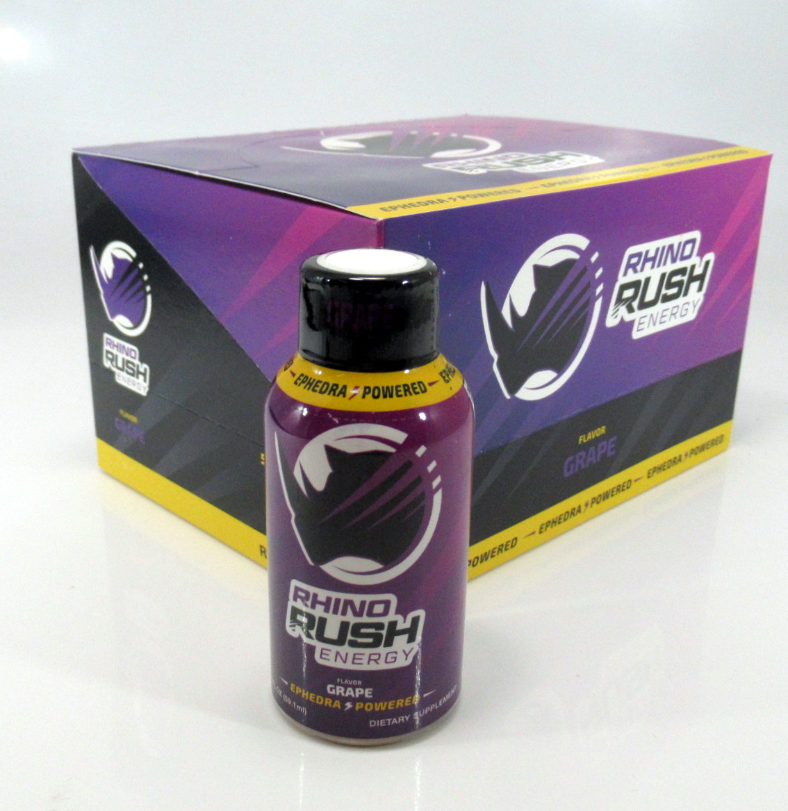 Energy Drinks : Rhino Rush Energy Drink - Ephedra Powered - Grape (12)